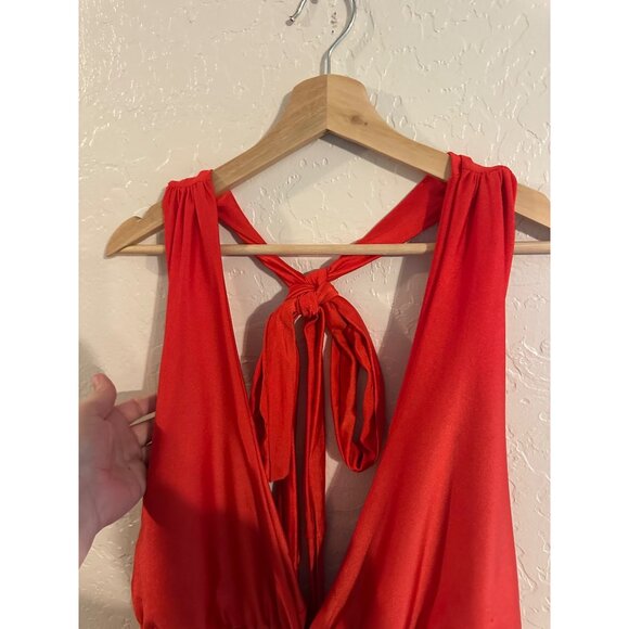 Y Nicole Miller New York Red Convertible Deep V Neck Strappy One Piece Swimsuit - Picture 5 of 12